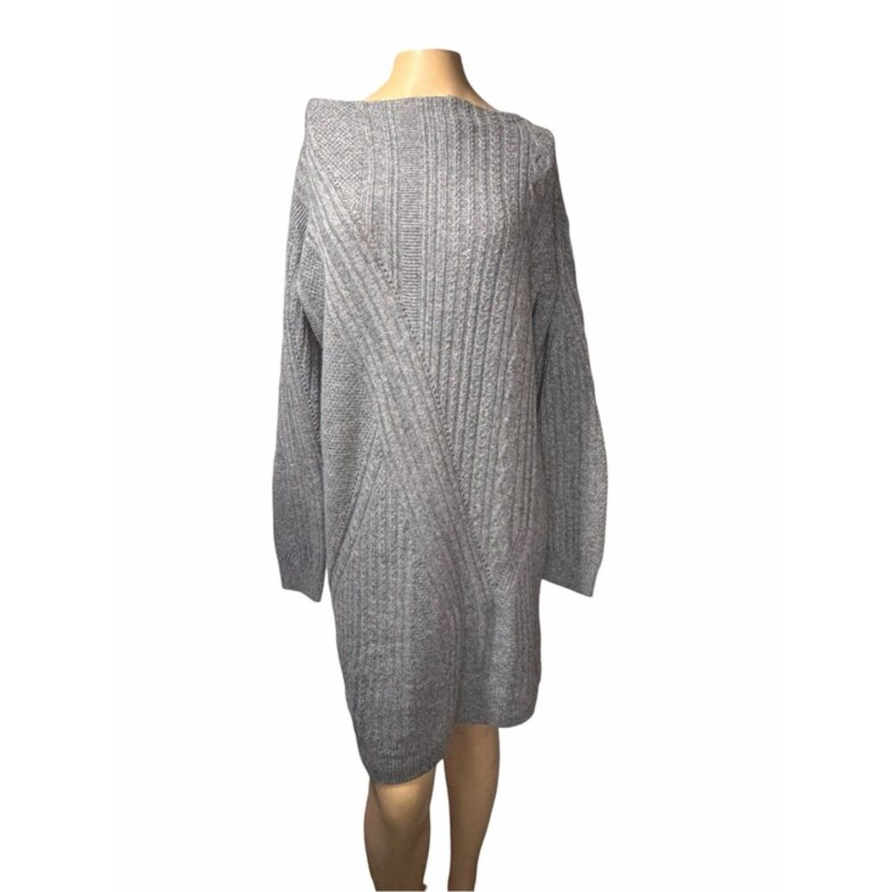 Nordstrom Collection 100% Cashmere Cable Knit Sweater Dress Women's Large Gray